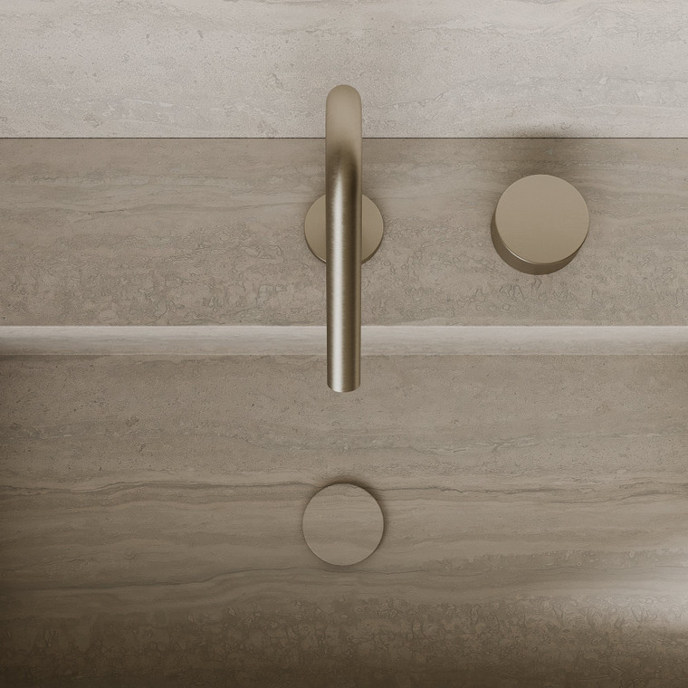 Modern Angled Counter-Mounted Faucet with Circular Knobs