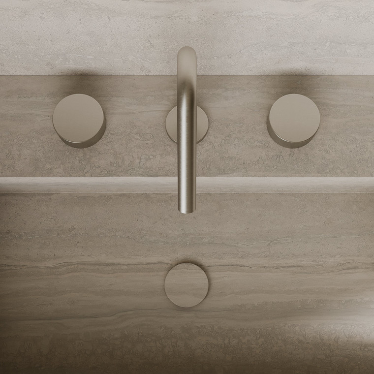 Modern Angled Counter-Mounted Faucet with Circular Knobs
