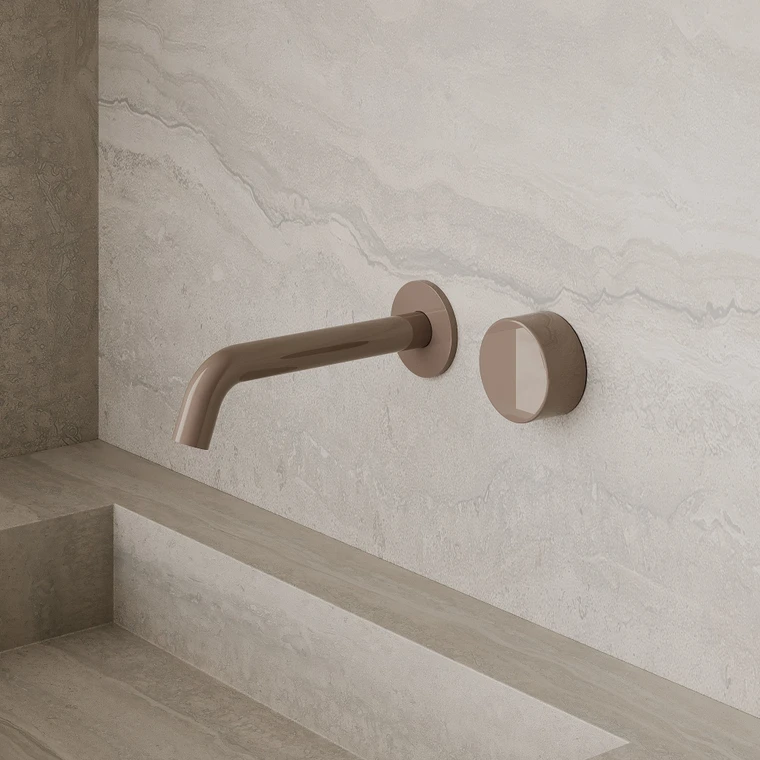Modern Curved Wall-Mounted Faucet with Circular Knobs