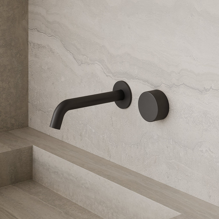 Modern Curved Wall-Mounted Faucet with Circular Knobs