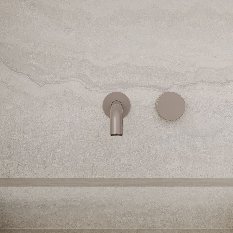 Modern Curved Wall-Mounted Faucet with Circular Knobs