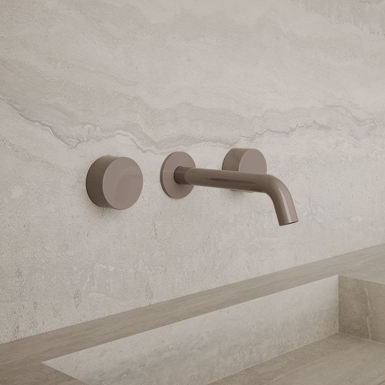 Modern Curved Wall-Mounted Faucet with Circular Knobs