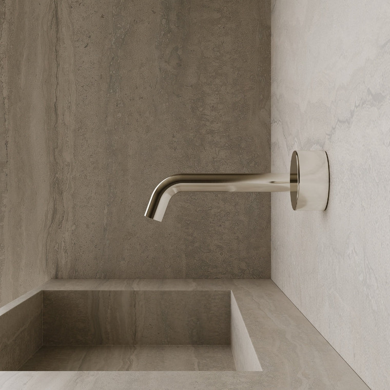 Modern Curved Wall-Mounted Faucet with Circular Knobs