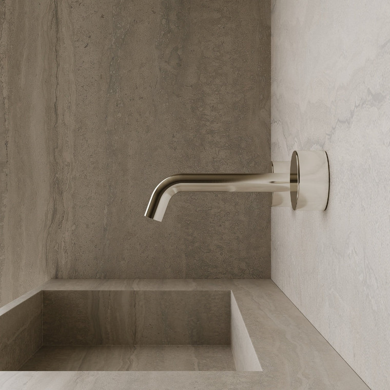 Modern Curved Wall-Mounted Faucet with Circular Knobs