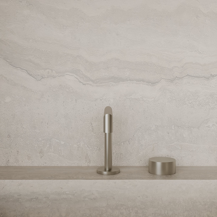 Modern Square Counter-Mounted Faucet with Circular Knobs