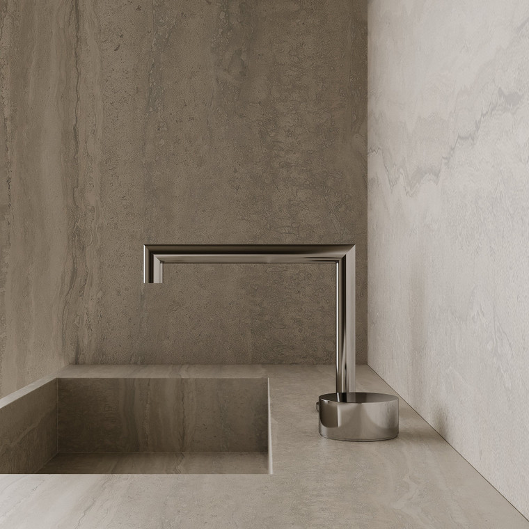 Modern Square Counter-Mounted Faucet with Circular Knobs