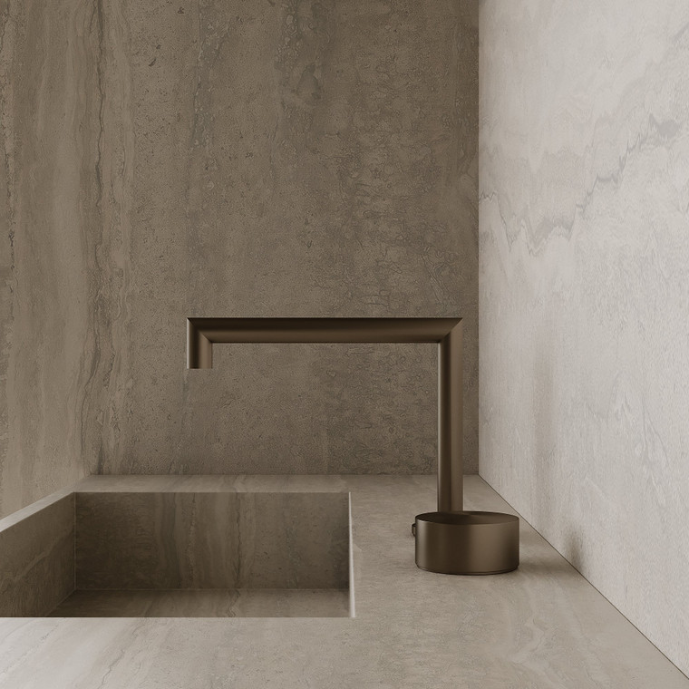 Modern Square Counter-Mounted Faucet with Circular Knobs
