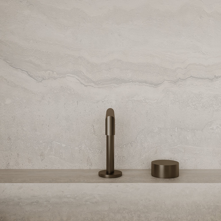 Modern Square Counter-Mounted Faucet with Circular Knobs