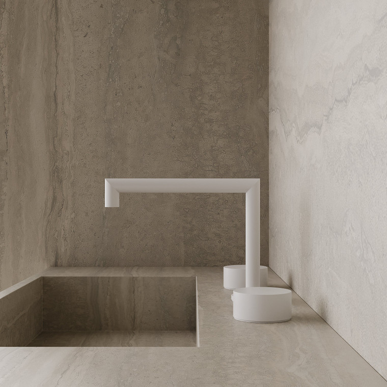 Modern Square Counter-Mounted Faucet with Circular Knobs