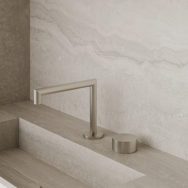 Modern Square Counter-Mounted Faucet with Circular Knobs