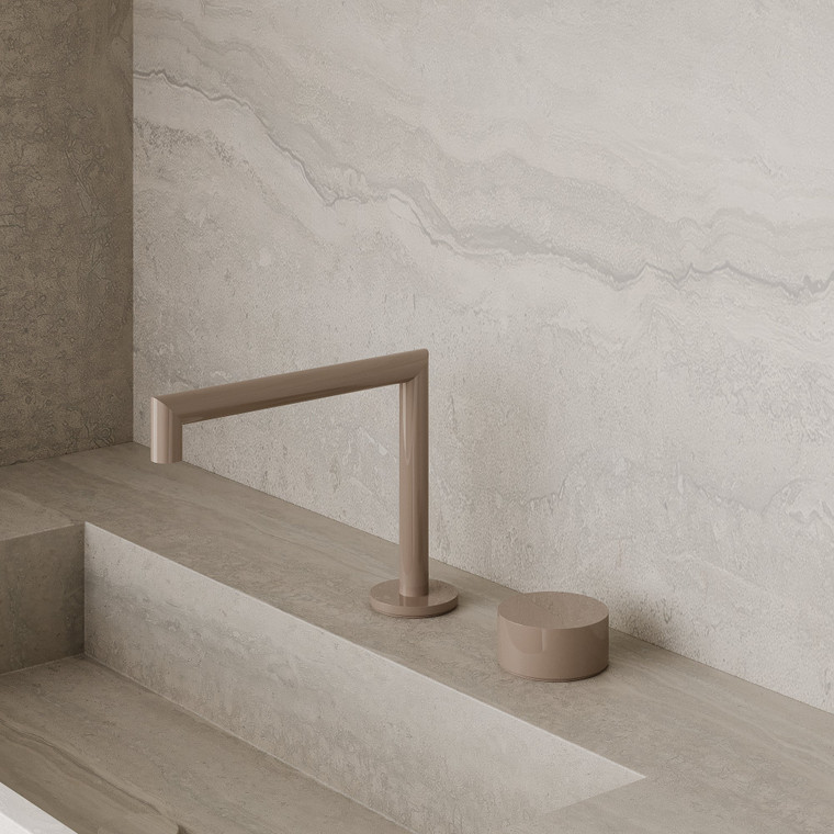 Modern Square Counter-Mounted Faucet with Circular Knobs