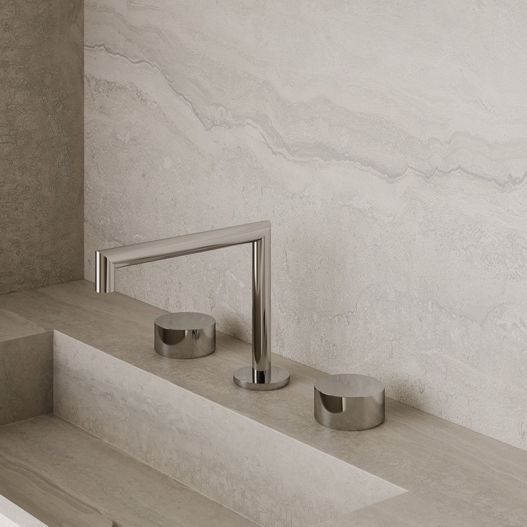 Modern Square Counter-Mounted Faucet with Circular Knobs