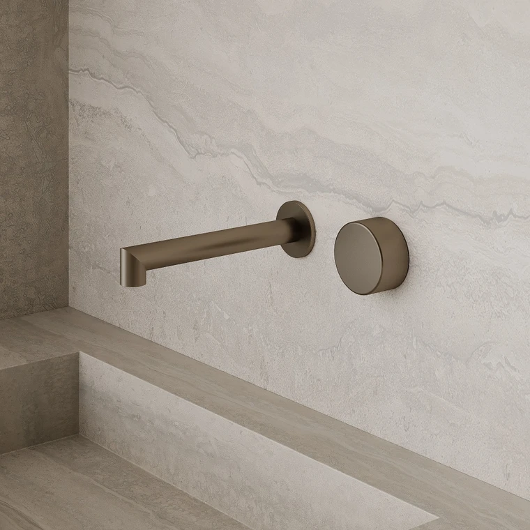 Modern Square Wall-Mounted Faucet with Circular Knobs