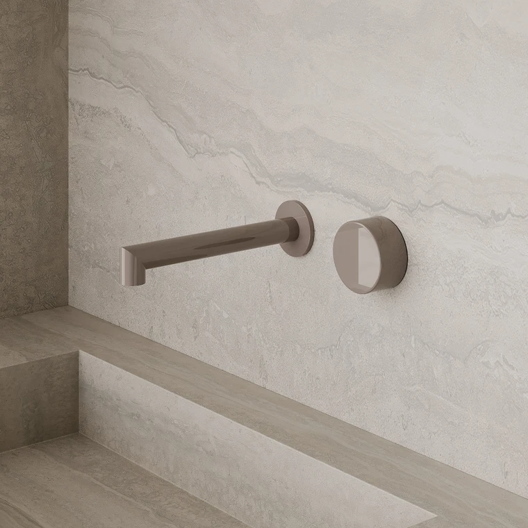 Modern Square Wall-Mounted Faucet with Circular Knobs
