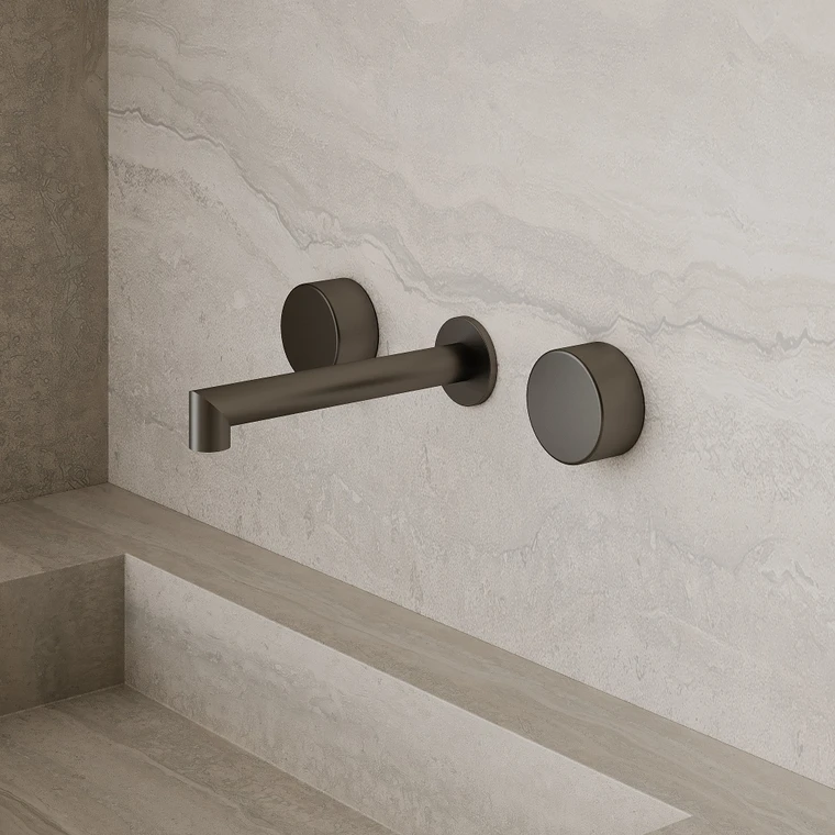 Modern Square Wall-Mounted Faucet with Circular Knobs