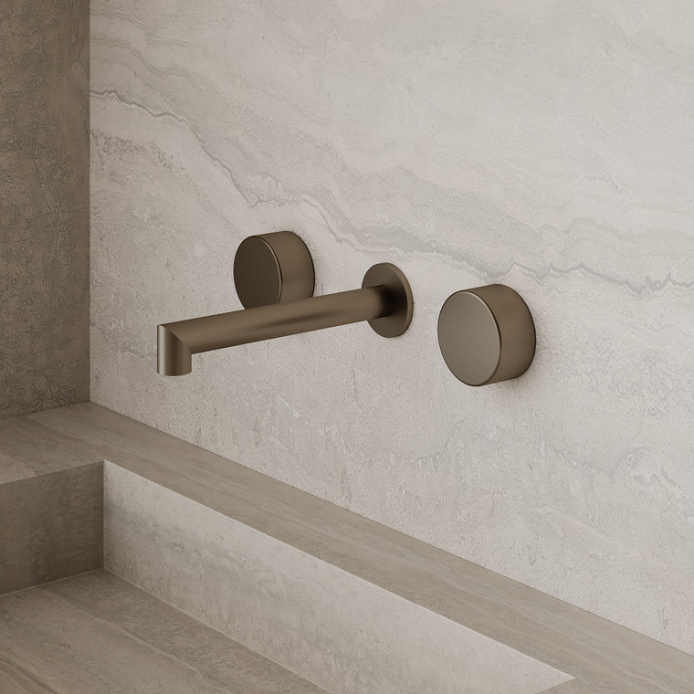 Modern Square Wall-Mounted Faucet with Circular Knobs