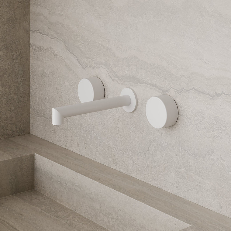 Modern Square Wall-Mounted Faucet with Circular Knobs