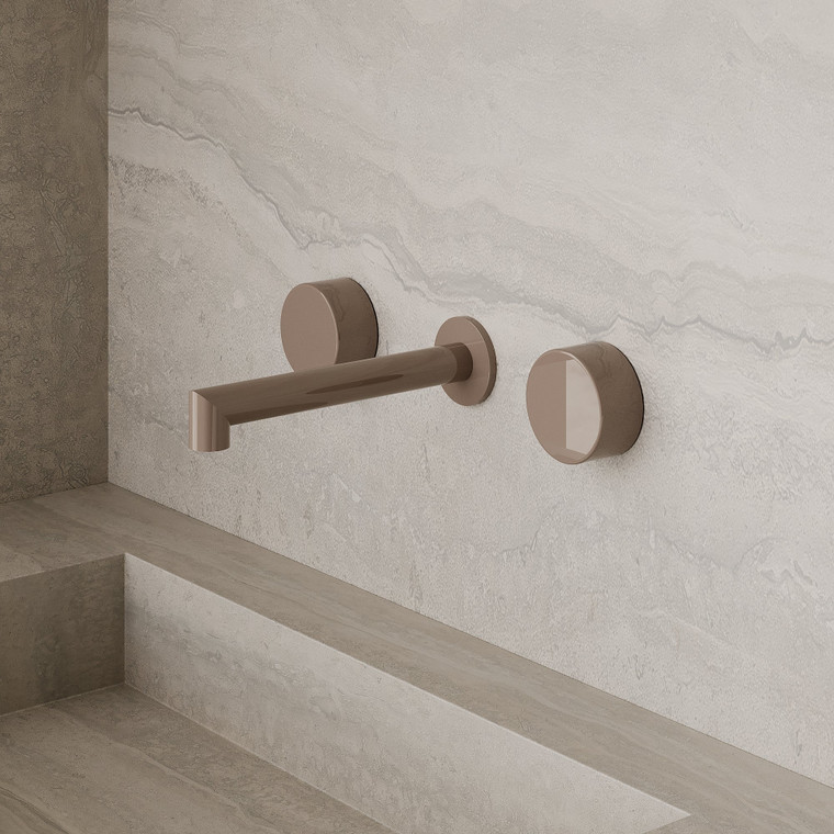 Modern Square Wall-Mounted Faucet with Circular Knobs