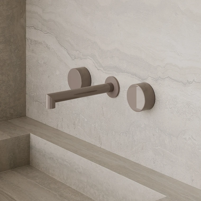 Modern Square Wall-Mounted Faucet with Circular Knobs
