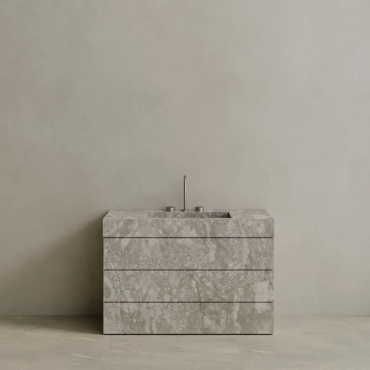 Single Sink Freestanding Handcrafted Marble Vanity with Drawers