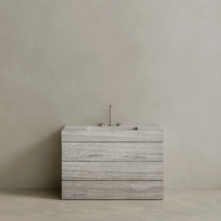 Single Sink Freestanding Handcrafted Marble Vanity with Drawers