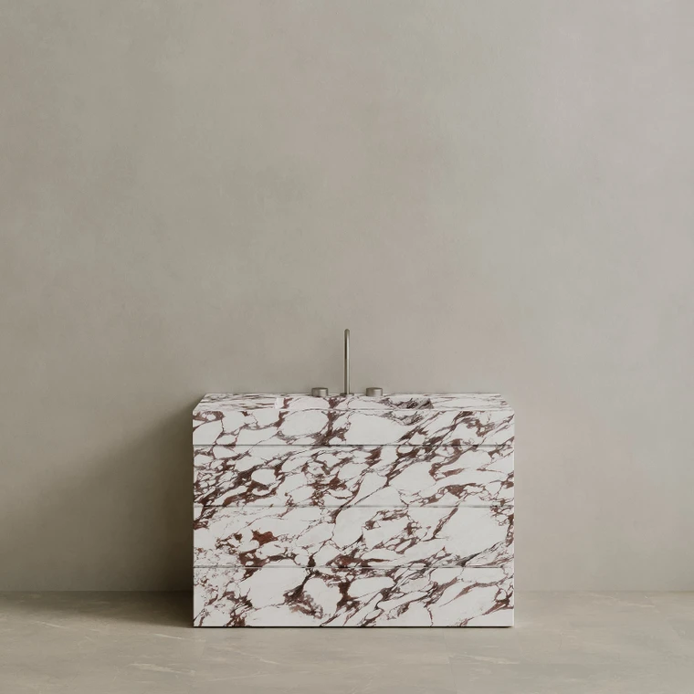 Single Sink Freestanding Handcrafted Marble Vanity with Drawers