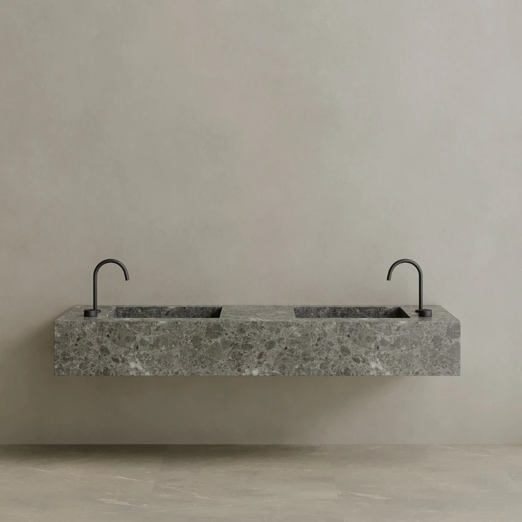Double Sink Floating Handcrafted Marble Vanity