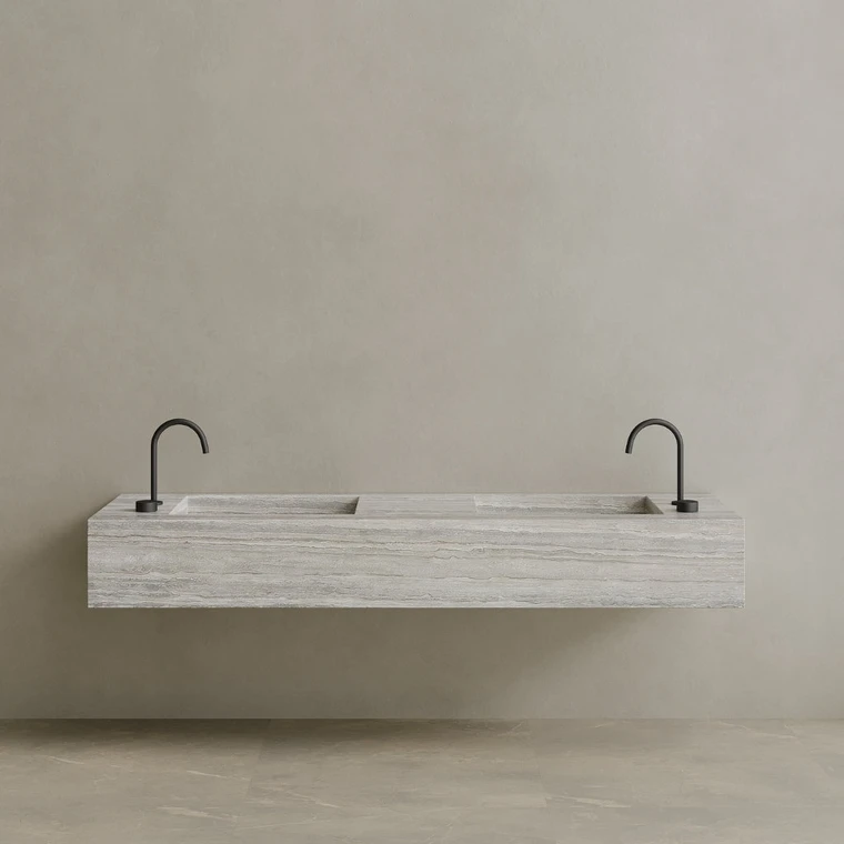 Double Sink Floating Handcrafted Marble Vanity