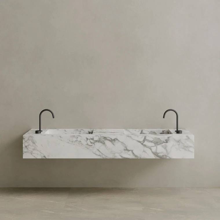 Double Sink Floating Handcrafted Marble Vanity