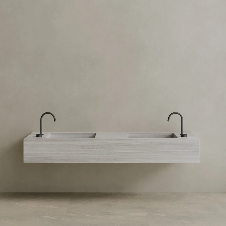 Double Sink Floating Handcrafted Marble Vanity