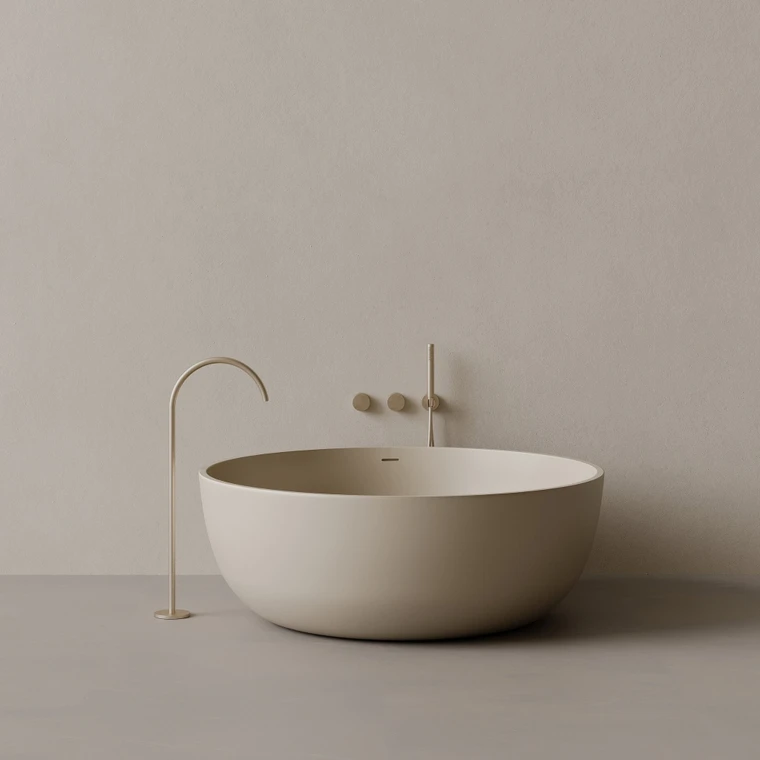 58" x 58" Round Solid Surface Stone Resin Freestanding Bathtub