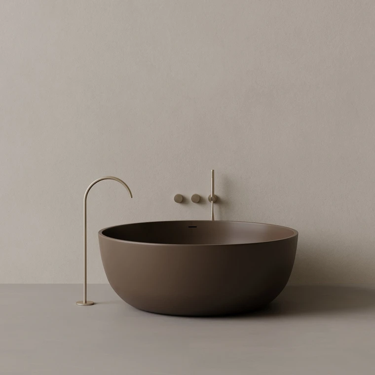 58" x 58" Round Solid Surface Stone Resin Freestanding Bathtub