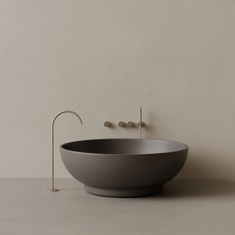 59" x 59" Round Solid Surface Stone Resin Freestanding Bathtub