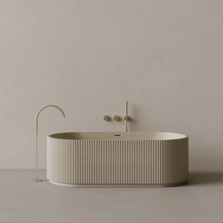 65" x 31" Oval Solid Surface Stone Resin Freestanding Bathtub
