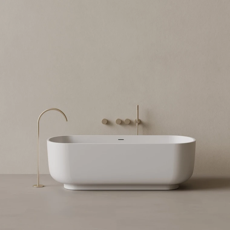 69" x 32" Oval Solid Surface Stone Resin Freestanding Bathtub
