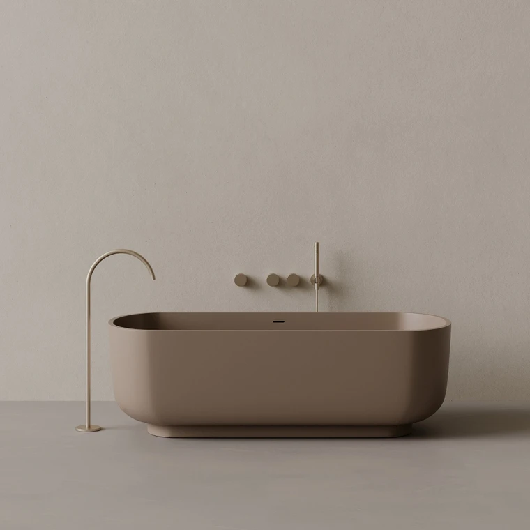 69" x 32" Oval Solid Surface Stone Resin Freestanding Bathtub
