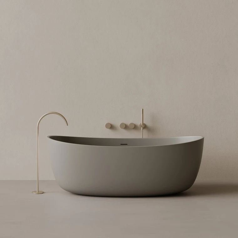 70" x 33" Oval Solid Surface Stone Resin Freestanding Bathtub