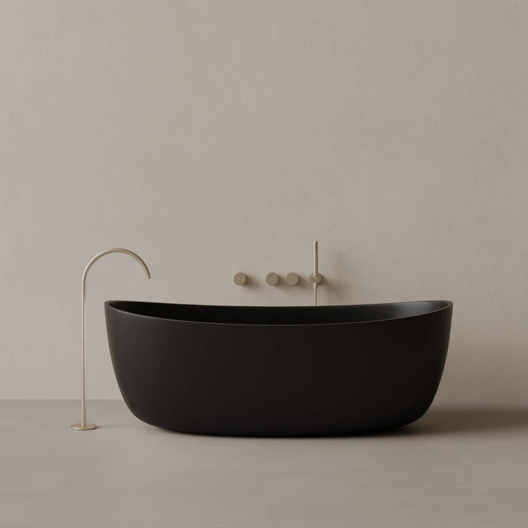 70" x 33" Oval Solid Surface Stone Resin Freestanding Bathtub