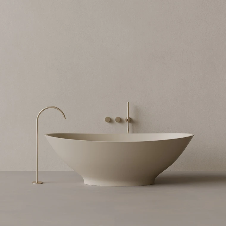 73" x 33" Oval Solid Surface Stone Resin Freestanding Bathtub