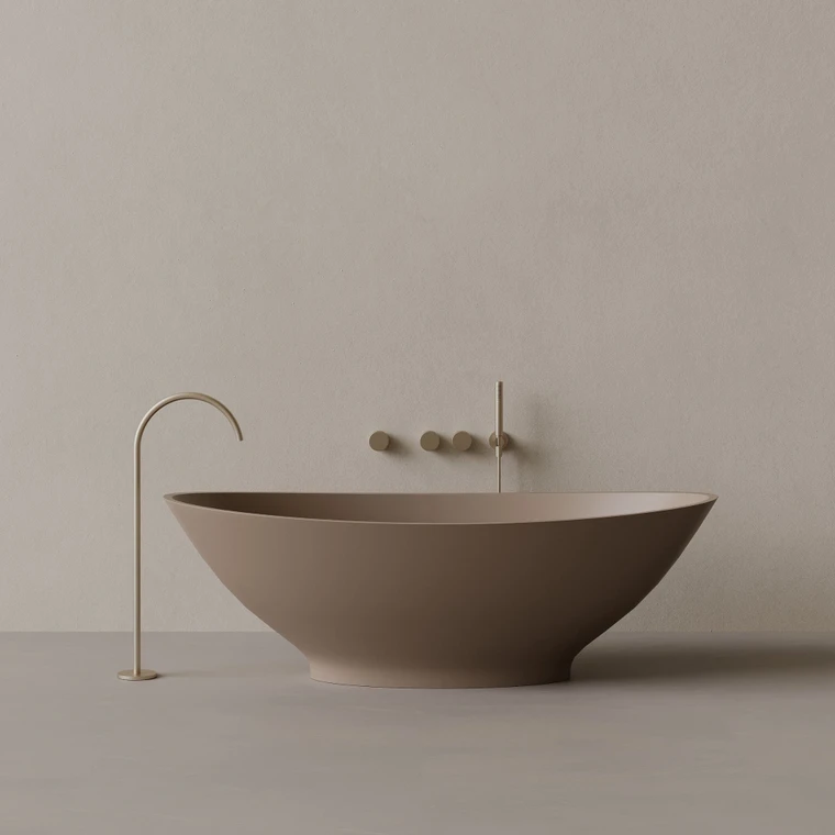73" x 33" Oval Solid Surface Stone Resin Freestanding Bathtub