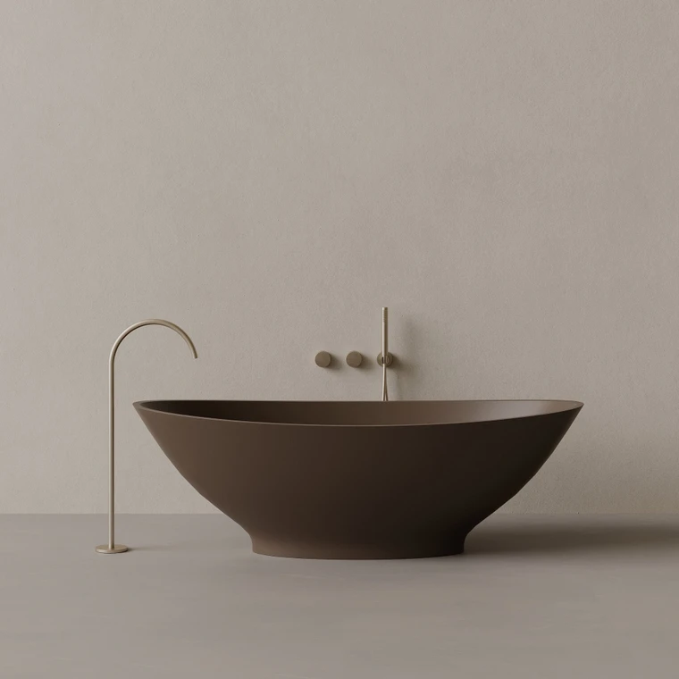73" x 33" Oval Solid Surface Stone Resin Freestanding Bathtub