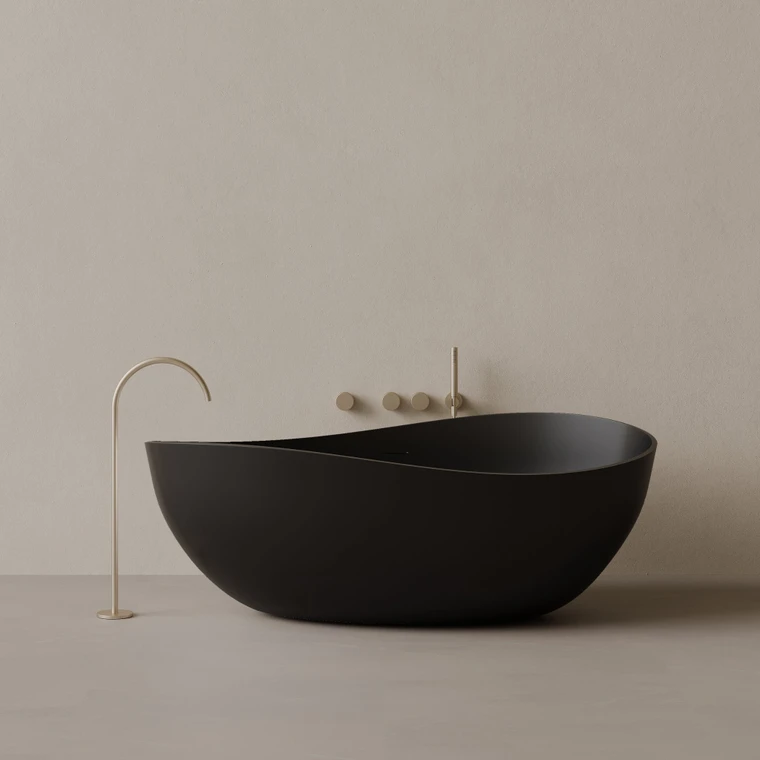 72" x 44" Oval Solid Surface Stone Resin Freestanding Bathtub