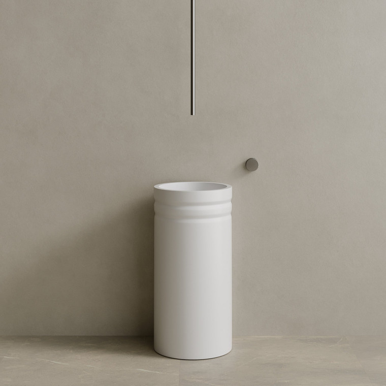 17" x 33" Solid Surface Stone Resin Round Pedestal Sink