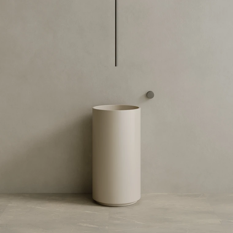 18" x 34" Solid Surface Stone Resin Round Pedestal Sink