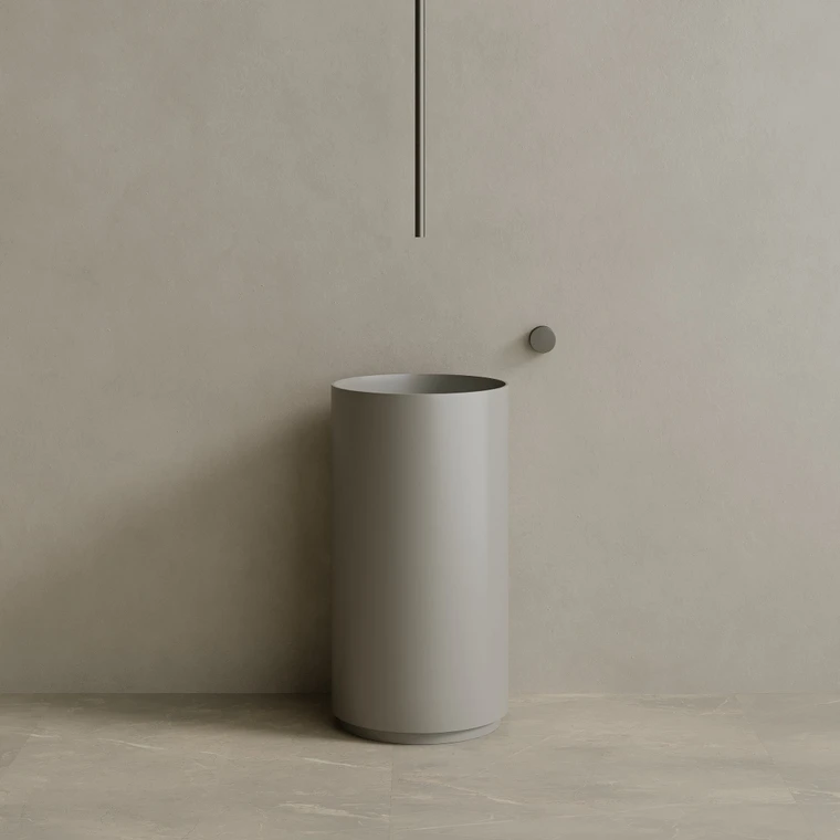 18" x 34" Solid Surface Stone Resin Round Pedestal Sink