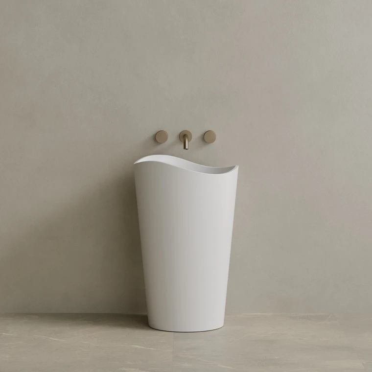 23" x 36" Solid Surface Stone Resin Round Pedestal Sink
