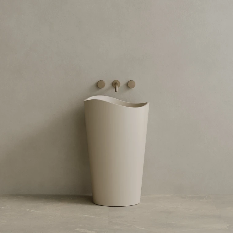 23" x 36" Solid Surface Stone Resin Round Pedestal Sink