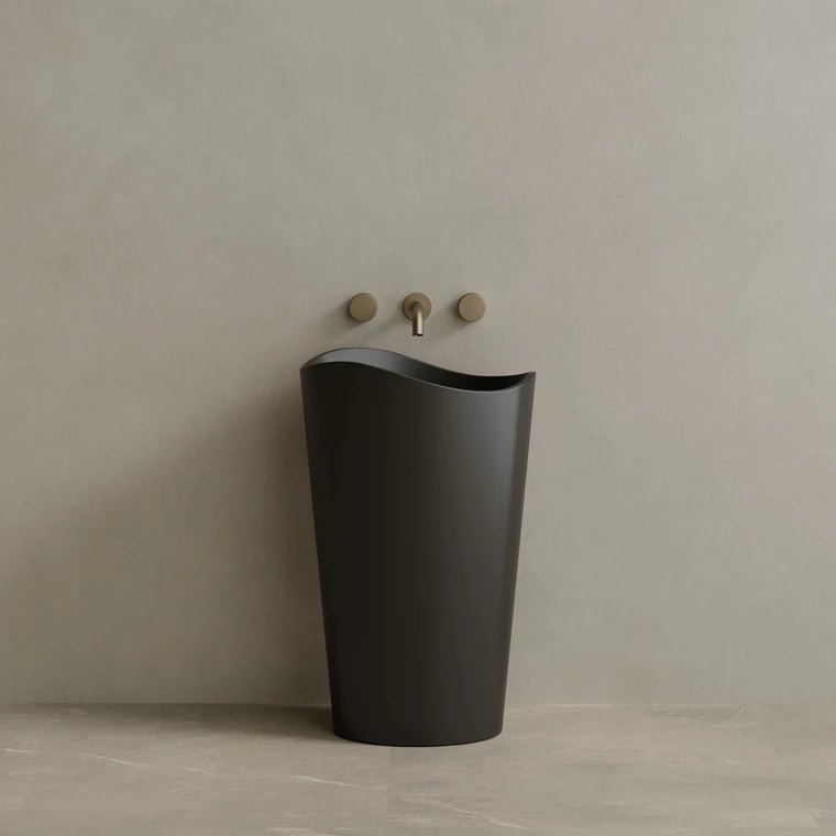 23" x 36" Solid Surface Stone Resin Round Pedestal Sink