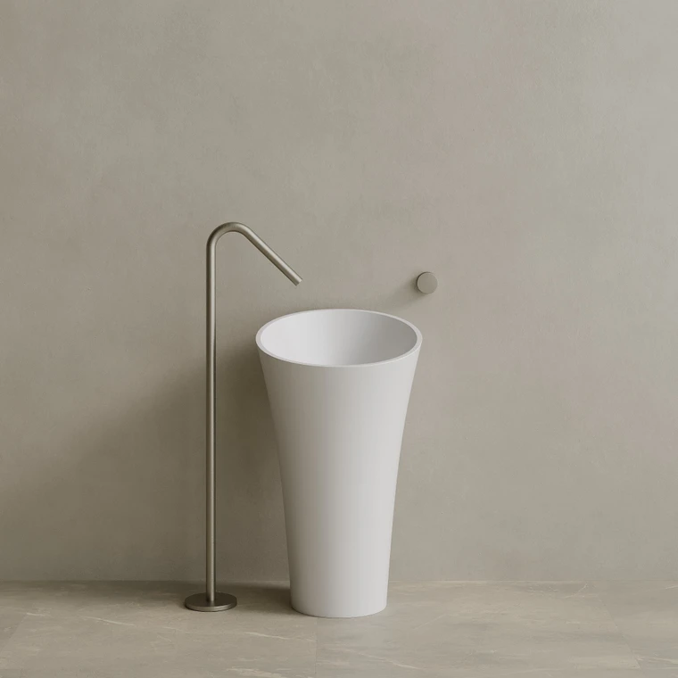 21" x 36" Solid Surface Stone Resin Pedestal Sink