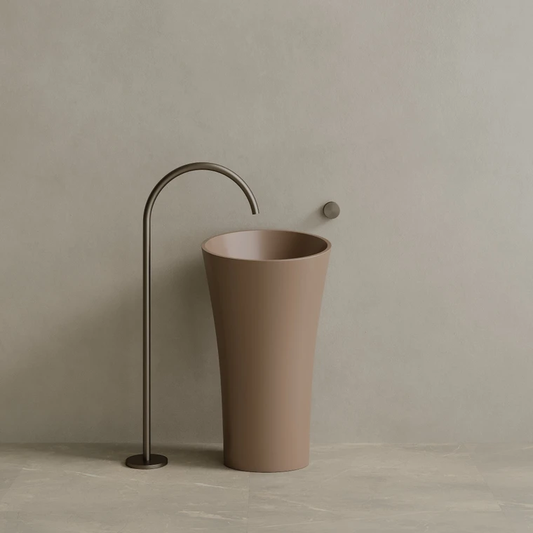 20" x 36" Solid Surface Stone Resin Pedestal Sink